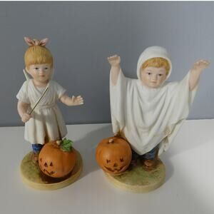 Denim Days By Homeco #1516 Autumn Halloween Boy Girl Figurines 1985